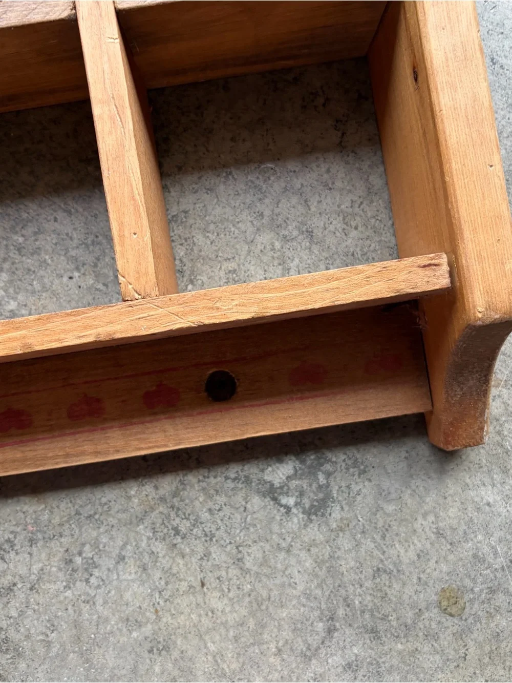 Vintage 80s Country Wooden Shadow Box Wall Shelf 16 Trinket Display Rack Hearts
